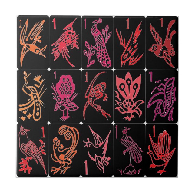 Mah Jongg One Bams Reds Tile (Front)
