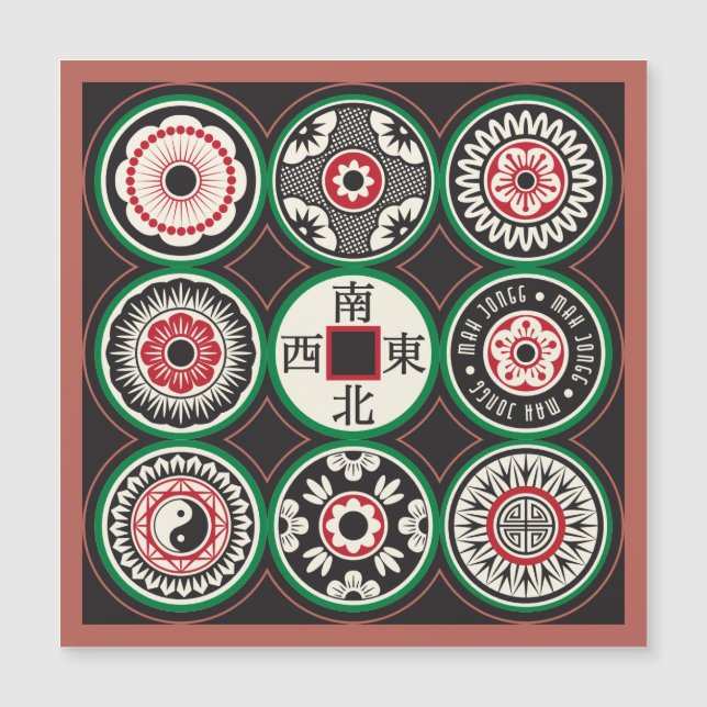 Mah Jongg One Dots Coin Magnet Card (Front)