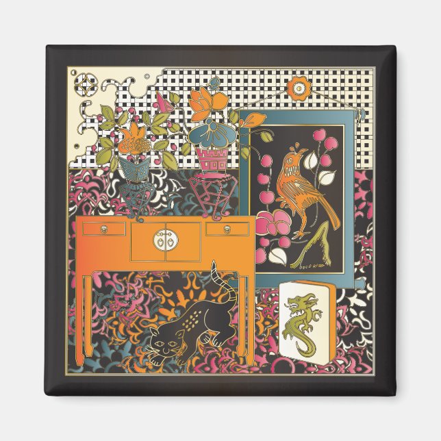 Mah Jongg Orange Table Magnet (Front)