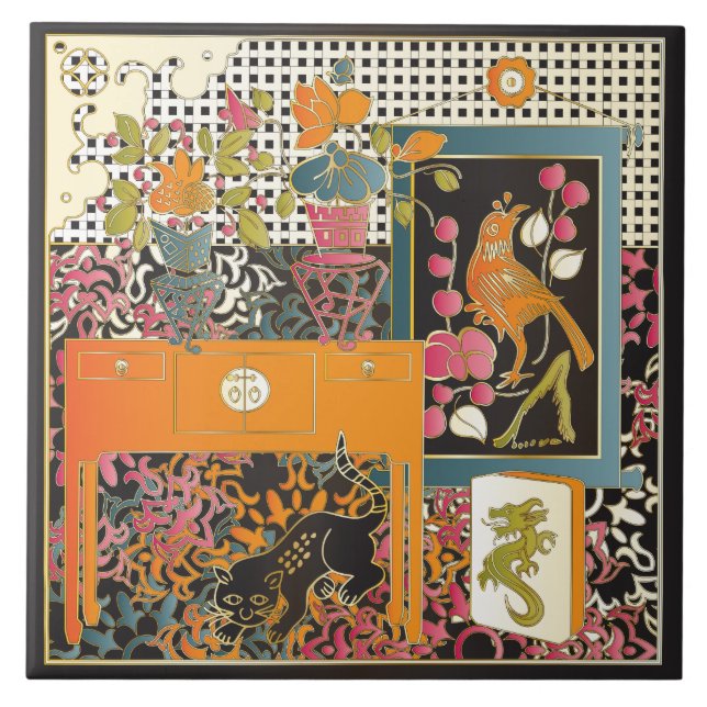 Mah Jongg Orange Table Tile (Front)