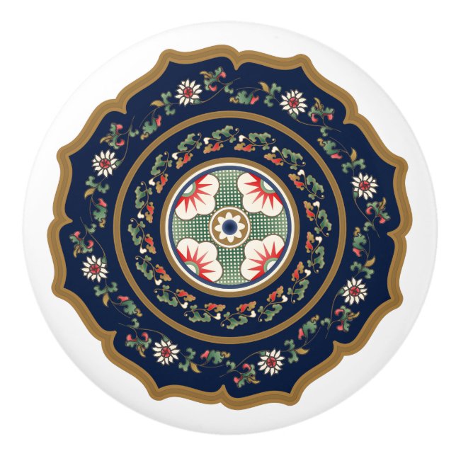 Mah Jongg Patterns Ceramic Knob (Front)