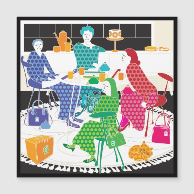 Mah Jongg Polka-Dots Magnet Card (Front)