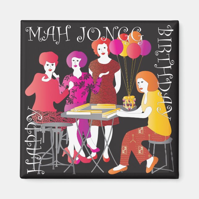 Mah Jongg Present Birthday Magnet (Front)