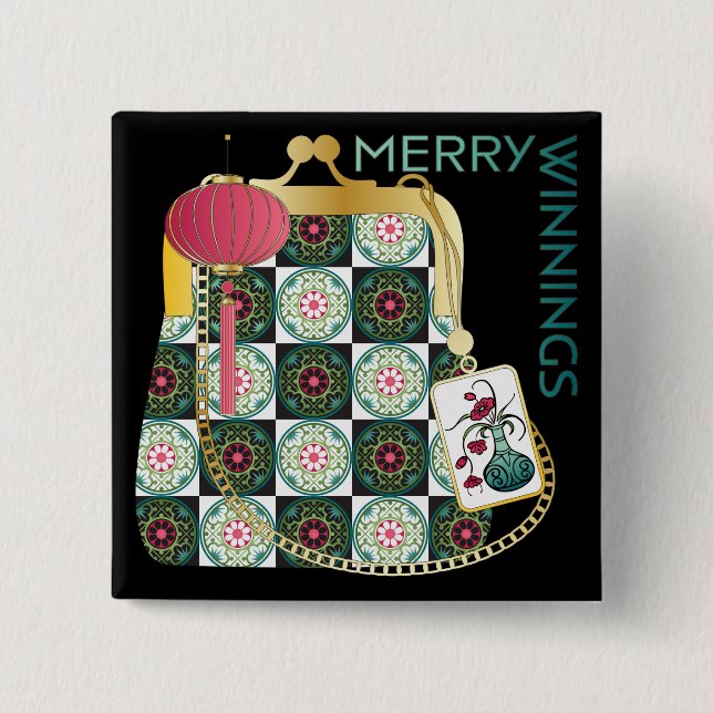 Mah Jongg Purse Holiday Button (Front)