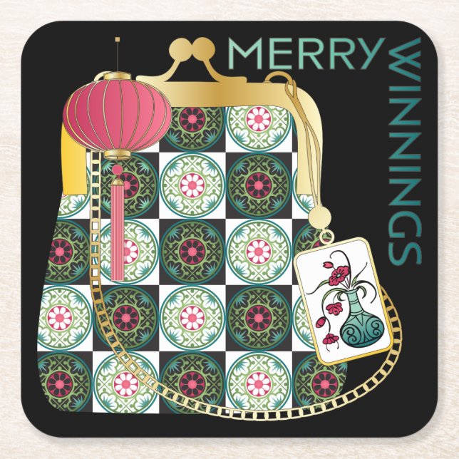 Mah Jongg Purse Holiday Coasters (Front)