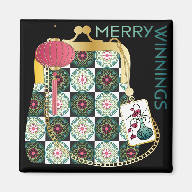 Mah Jongg Purse Holiday Magnet (Front)
