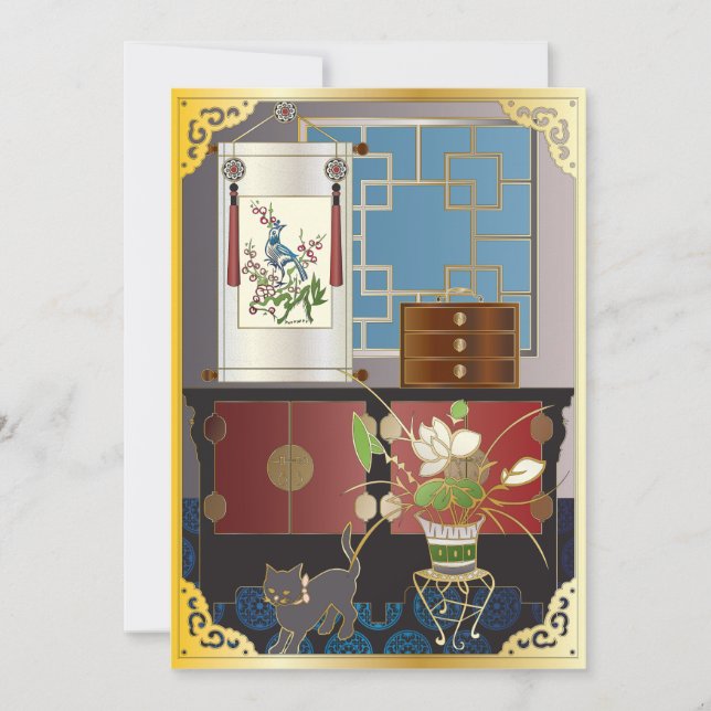 Mah Jongg Red Cabinet Flat Card (Front)