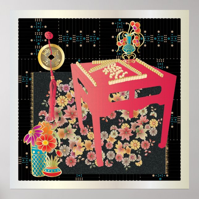 Mah Jongg Red Table Poster (Front)