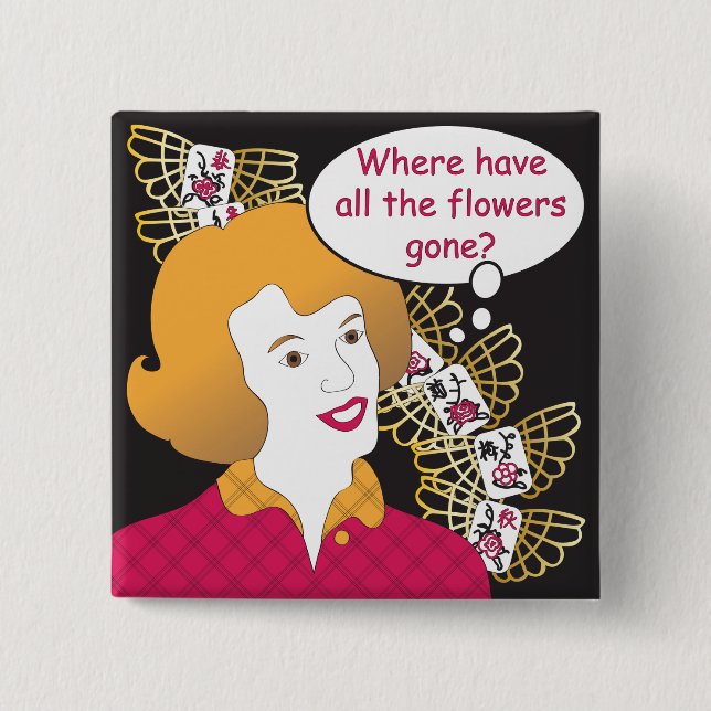 Mah Jongg Sayings Flowers Pin (Front)