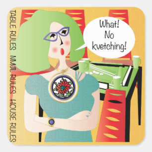 Mah Jongg Sayings Kvetching Square Sticker
