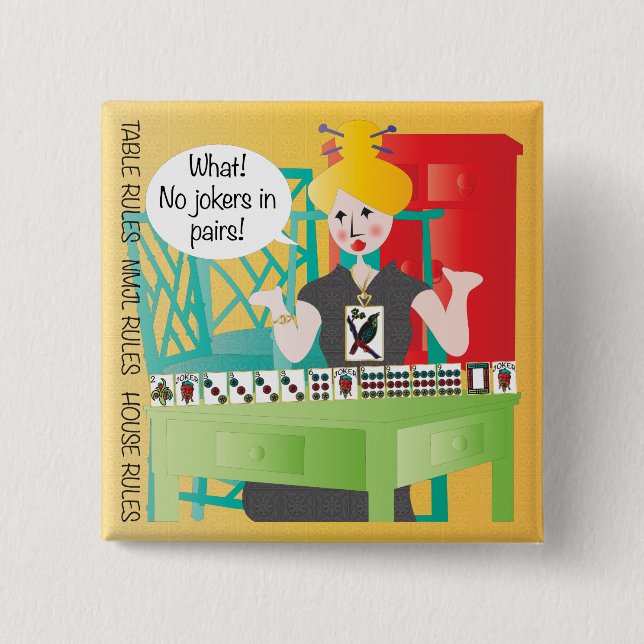 Mah Jongg Sayings No Jokers 15 Cm Square Badge (Front)