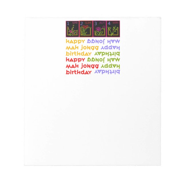 Mah Jongg Seasons Birthday Notepad (Front)