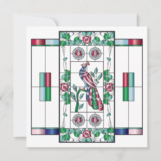 Mah Jongg Stained Glass Birthday Flat Card (Front)