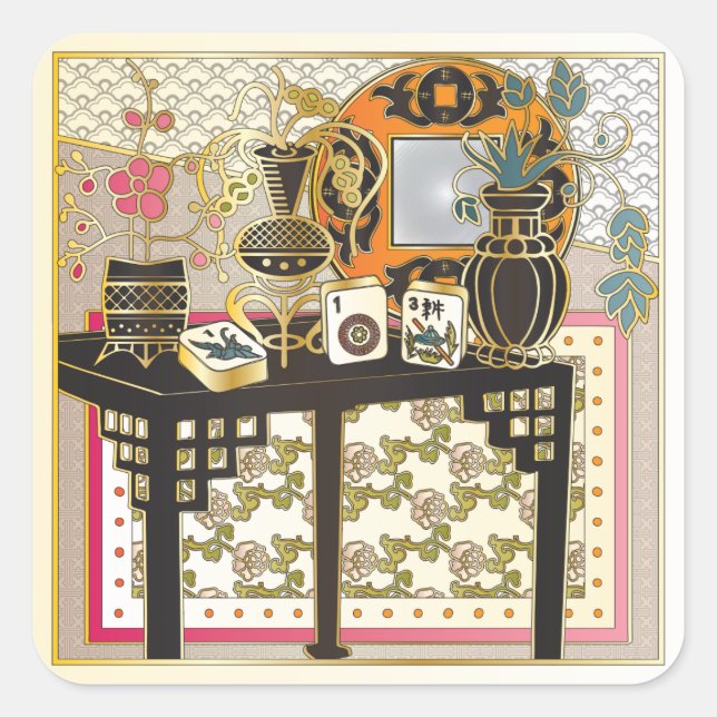 Mah Jongg Table Square Sticker (Front)
