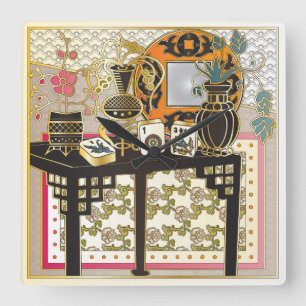 Mah Jongg Table Square Wall Clock