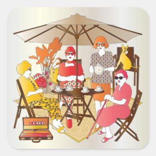 Mah Jongg Tea Party Square Sticker