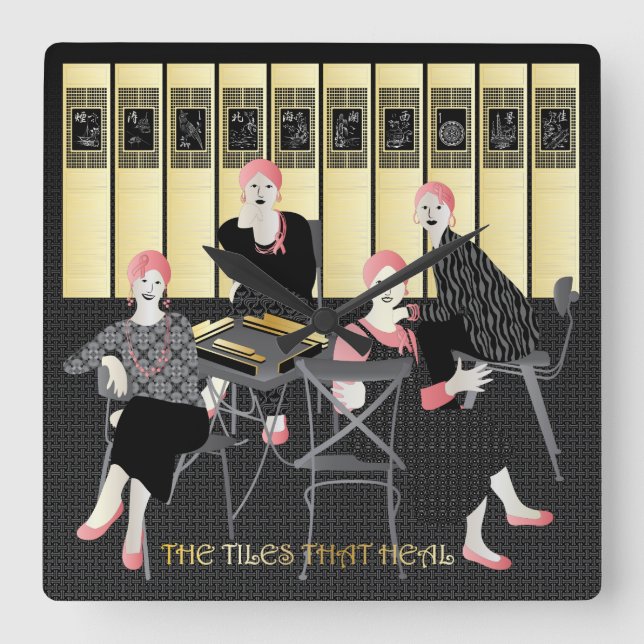 Mah Jongg The Tiles That Heal Square Wall Clock (Front)