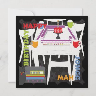 Mah Jongg Tiles and Table Flat Card