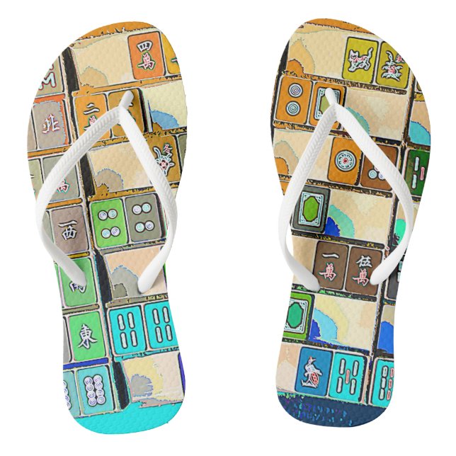 Mah Jongg Tiles Flip Flops (Footbed)