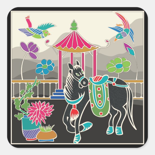 Mah Jongg Tiles Horse Stickers (Front)