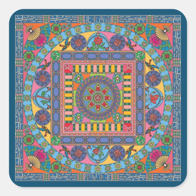 Mah Jongg Tiles Mandala Stickers (Front)