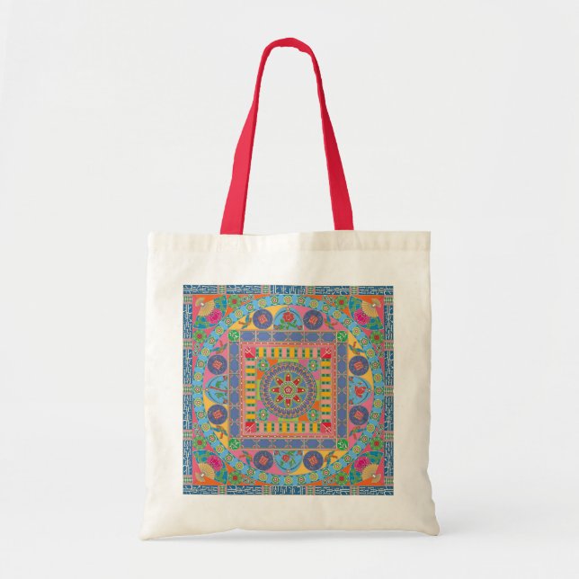 Mah Jongg Tiles Mandala Tote Bag (Front)