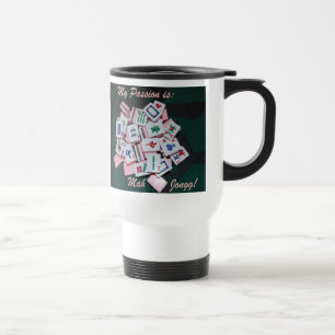 mah jongg travel mug- script mug