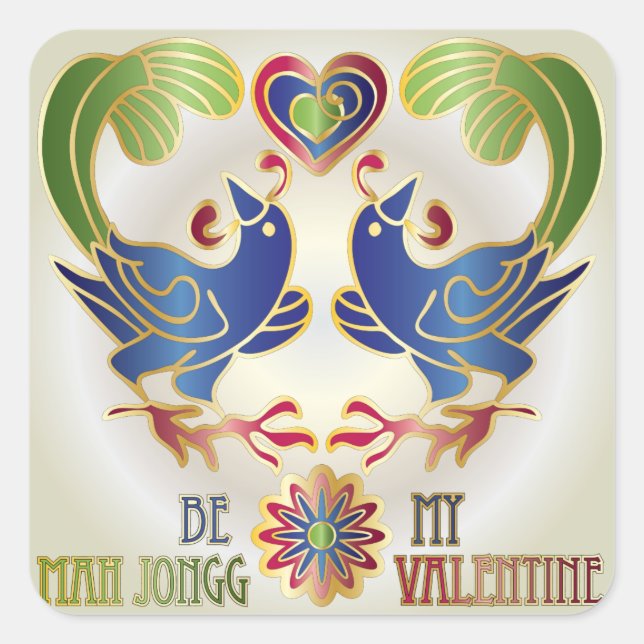 Mah Jongg Valentine Be My MJ Valentine Square Sticker (Front)