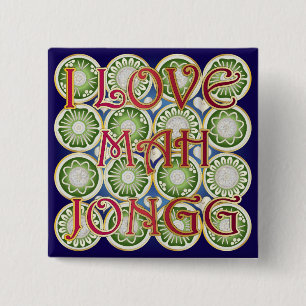 Mah Jongg Valentine I Love MJ 15 Cm Square Badge