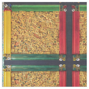 Mah Jongg Vintage Tiles Game Fabric