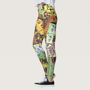 Mah Jongg Vintage Tiles Leggings