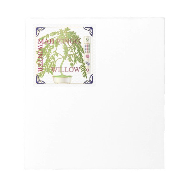 Mah Jongg Winter Willow Notepad (Front)