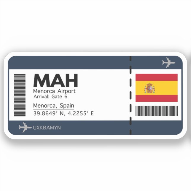 MAH Menorca Airpot Sticker - Spanish Travel  (Front)