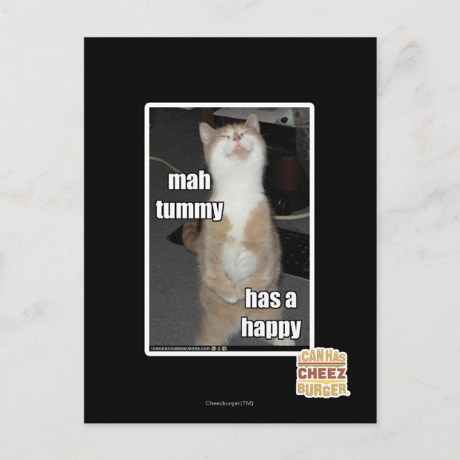 Mah tummy has a happy postcard (Front)