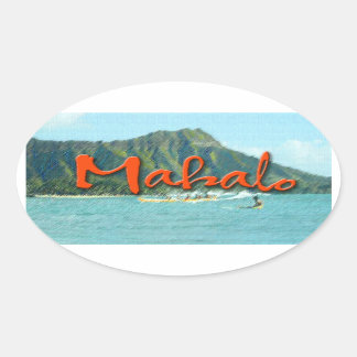 Mahalo Diamond Head Oval Sticker