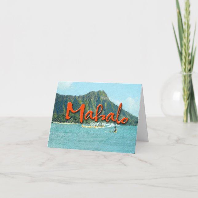 Mahalo Diamond Head Thank You Card (Front)