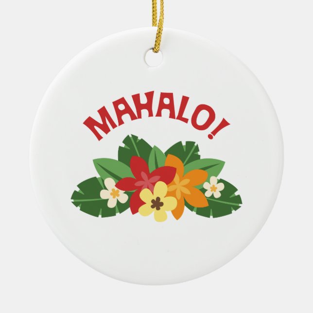 Mahalo Flowers Ceramic Tree Decoration (Front)