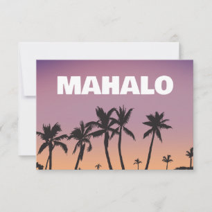 Mahalo Hawaii Sunset Palm Tree Gradient Postcard 
