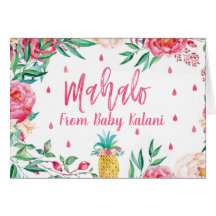 Mahalo Hawaiian Baby Shower Thank You Cards