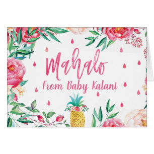 Mahalo Hawaiian Baby Shower Thank You Cards