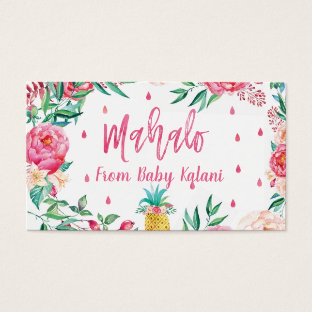 Mahalo Hawaiian Baby Shower Thank You Cards (Front)