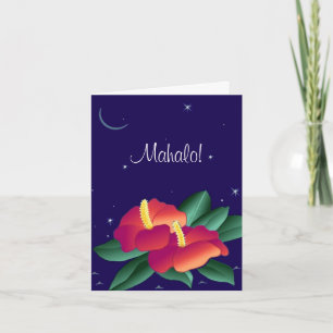 Mahalo Hawaiian Hawaii Nights Thank You Note Card