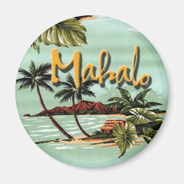 Mahalo Hawaiian Island Sticker Magnet (Front)