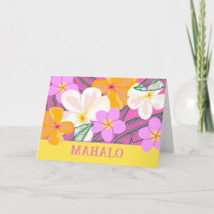 Mahalo Hawaiian Plumeria Tropical Flowers Card