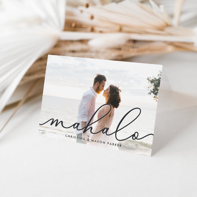 Mahalo | Hawaiian Wedding Photo Thank You Card (Creator Uploaded)