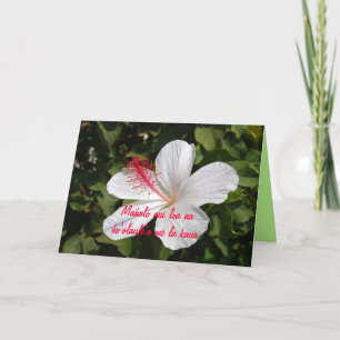 Mahalo Hawaiian White Hibiscus Celebration Thank You Card