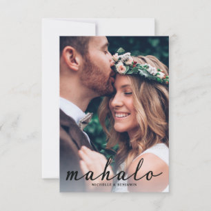 Mahalo Modern Elegant Wedding Thank You Photo Card
