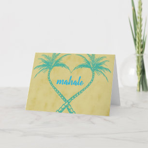 "Mahalo" Palm Trees Heart Thank You Card
