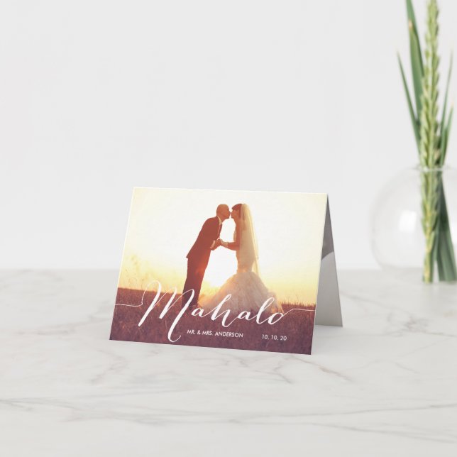 Mahalo Photo Wedding Thank You Note Card (Front)