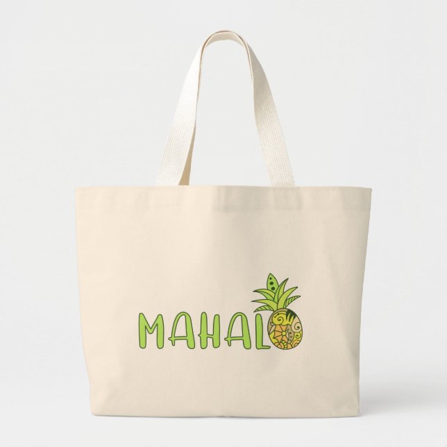 Mahalo Pineapple Large Tote Bag (Front)